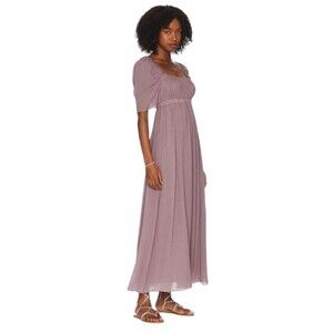 Anna Nata Babydoll Maxi Dress Milkmaid Coquette Sz M Lilac NWT
